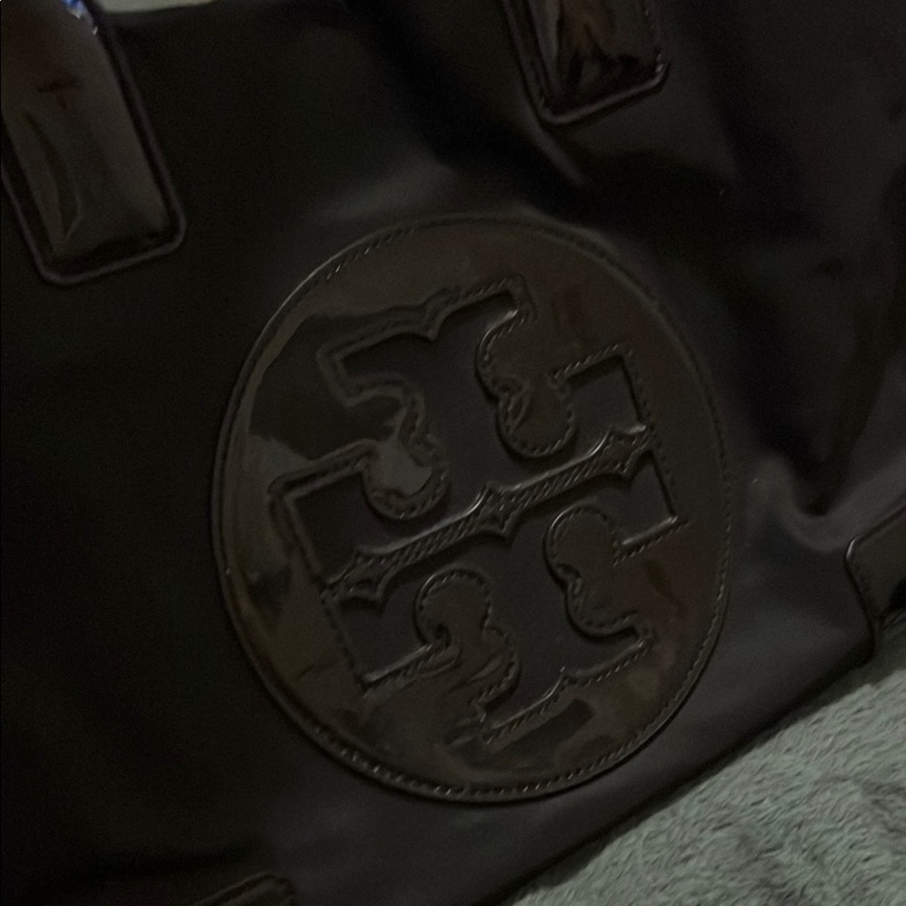 Tory Burch Black Handbag with Iconic Double-T Logo